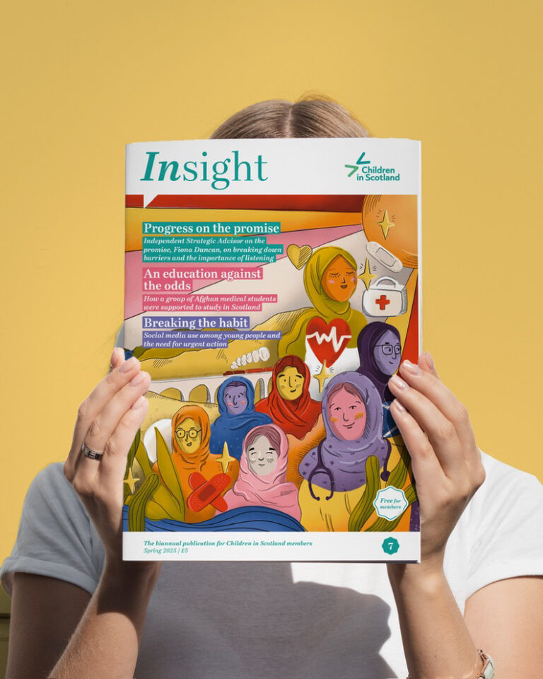 Editorial cover for Children in Scotland’s Insight Magazine, Spring 2025